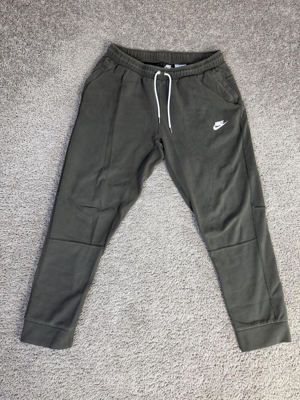 Nike Pants Mens L Green Jogger French Terry Elastic Waist Drawstring Pockets